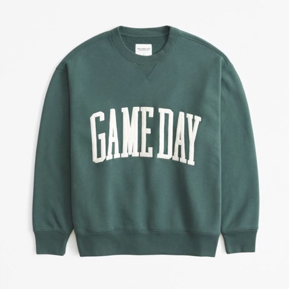 Abercrombie & Fitch Green 'Game Day' Sweater NEW
